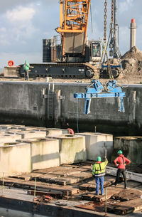 People working at construction site