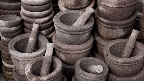 Close-up of mortar and pestle