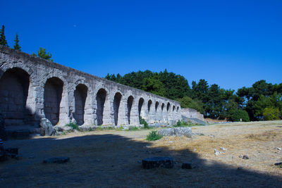 Old ruins against clear blue sky