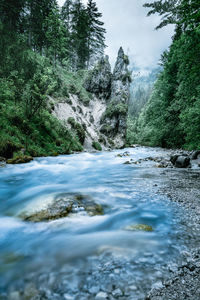 River stream and iconic rock formation near ramsau/berchtesgaden, bavaria, germany