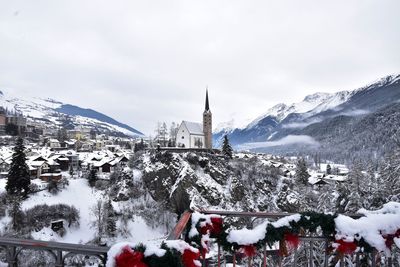 High angle view of people in winter