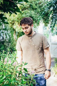 Young man looking at camera