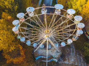 High angle view of ferris wheel at park during autumn