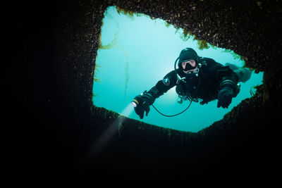 Man swimming in water