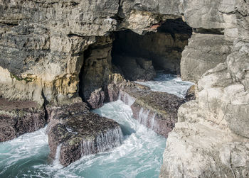 Rock formation in sea