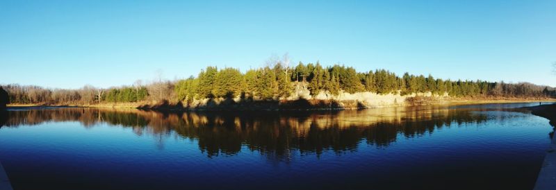 Reflection of trees in calm lake