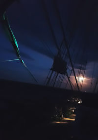 Close-up of ship at sunset