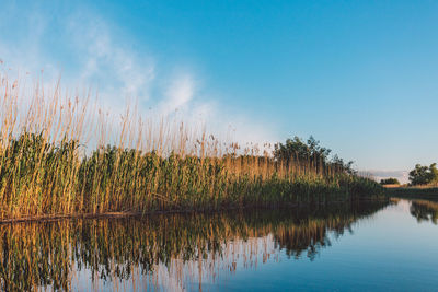 Scenic view of lake against sky