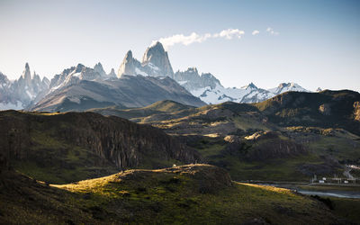 Scenic view of mountains against sky