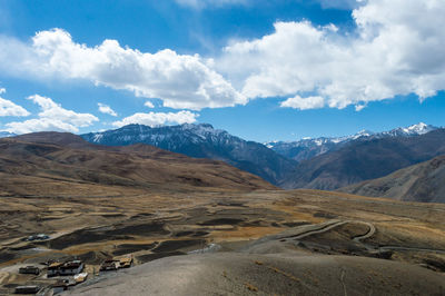 Scenic view of landscape and mountains against sky