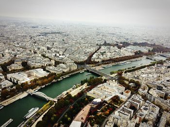 High angle view of cityscape and river