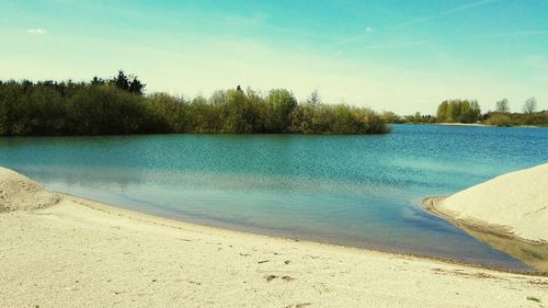 Scenic view of beach against sky