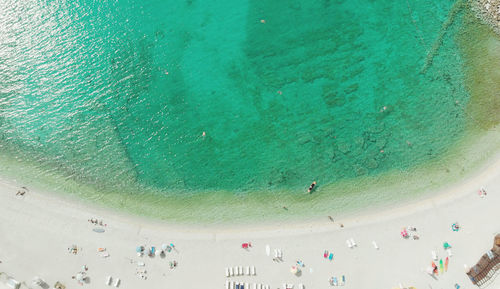 High angle view of people on beach