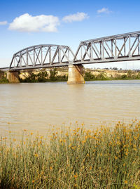 Bridge over river against sky