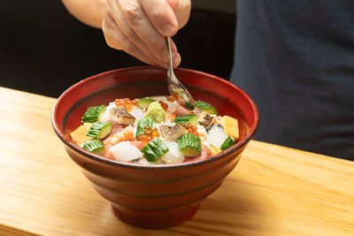 Close-up of food in bowl on table