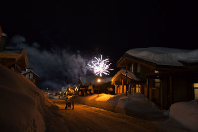 Firework display at night