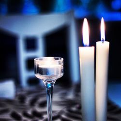 Close-up of illuminated candles