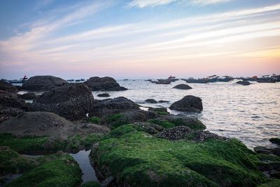 Scenic view of sea against sky during sunset