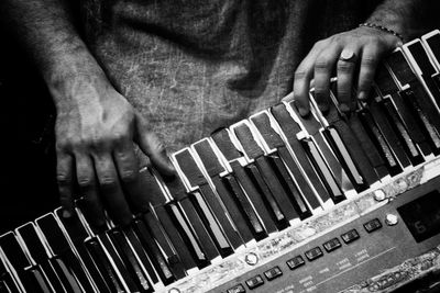 Close-up of hand holding guitar