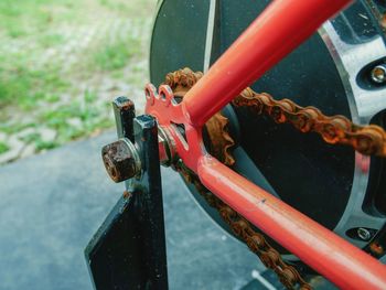 High angle view of machine part