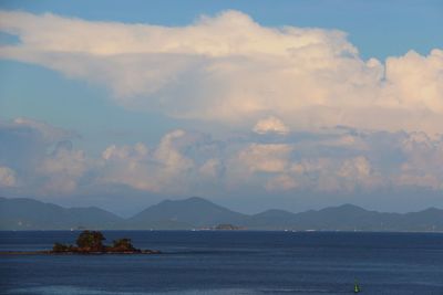 Scenic view of sea against cloudy sky