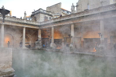 Hot spring at roman baths in city