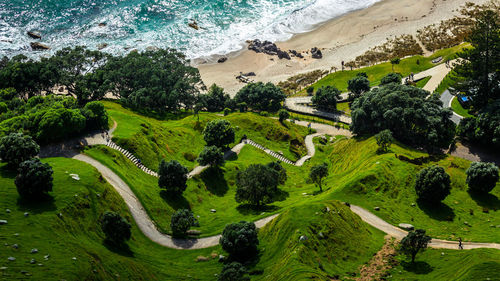 High angle view of golf course