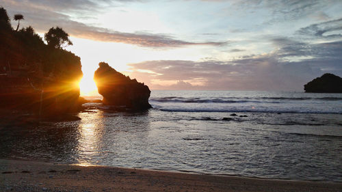 Scenic view of sea against sky during sunset