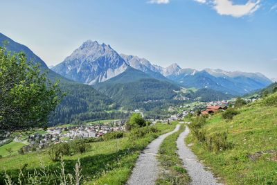 Scenic view of mountains against sky