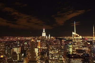 Illuminated cityscape at night