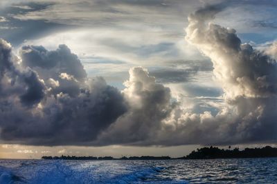 Scenic view of sea against cloudy sky