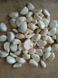 High angle view of chopped coffee on table