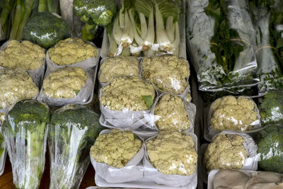 High angle view of vegetables for sale in market