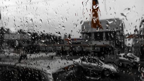 Close-up of water drops on glass