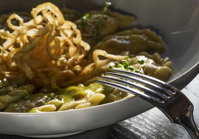 Close-up of meal served in bowl