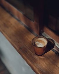 High angle view of coffee on table