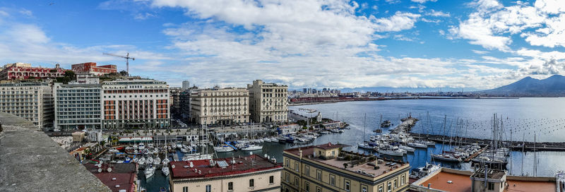 Cityscape of napoli from castle dell'ovo