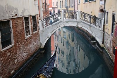 High angle view of boats in canal