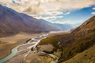 Scenic view of mountains against sky