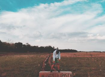 View of horse on field against sky