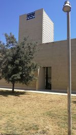 Low angle view of trees and buildings against sky