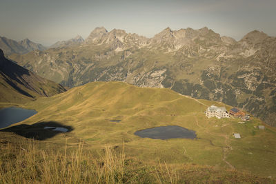 Scenic view of mountains against clear sky