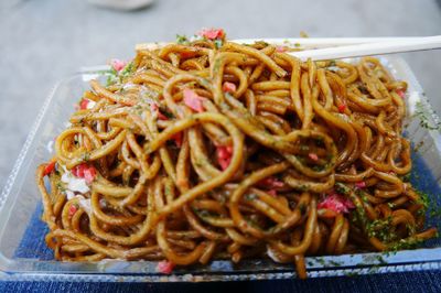 Close-up of noodles in plate