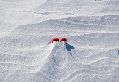 High angle view of object on snow