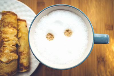 Directly above shot of breakfast on table