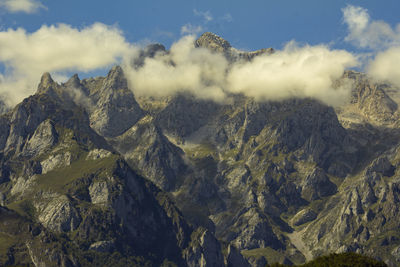 Panoramic view of mountain range against sky