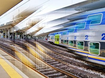 Train at railroad station platform