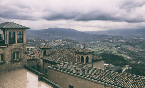 High angle view of buildings in city