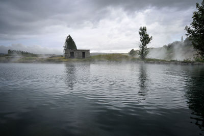 Scenic view of lake against sky