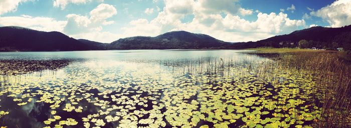 Panoramic view of lake against sky